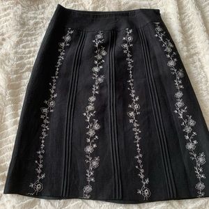 Loft Black Pencil Skirt with White Floral Pattern